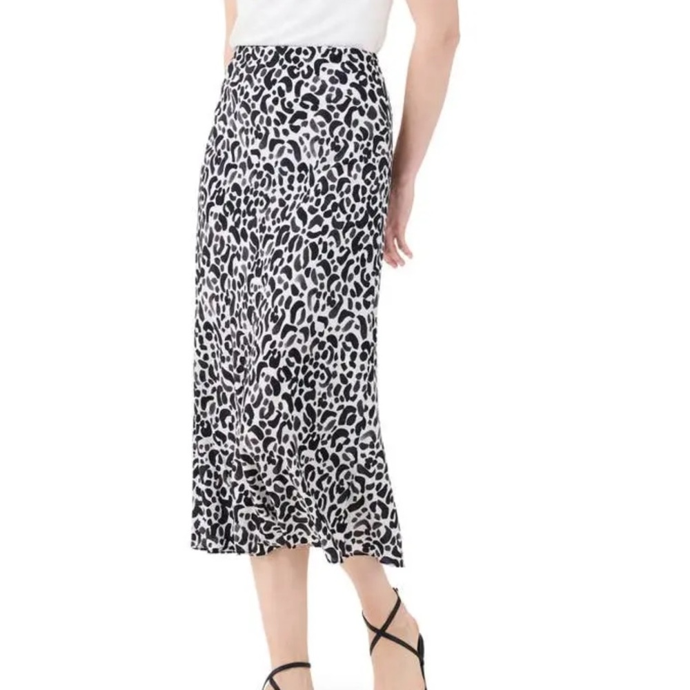Nic And Zoe Animal Pull On Midi Skirt Size M Women Viscose High Rise Preppy